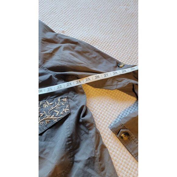 DEMOCRACY Twill Embroidered Pocket Military Crop Jacket Roll-Tab Sleeves Size XL - Picture 10 of 13